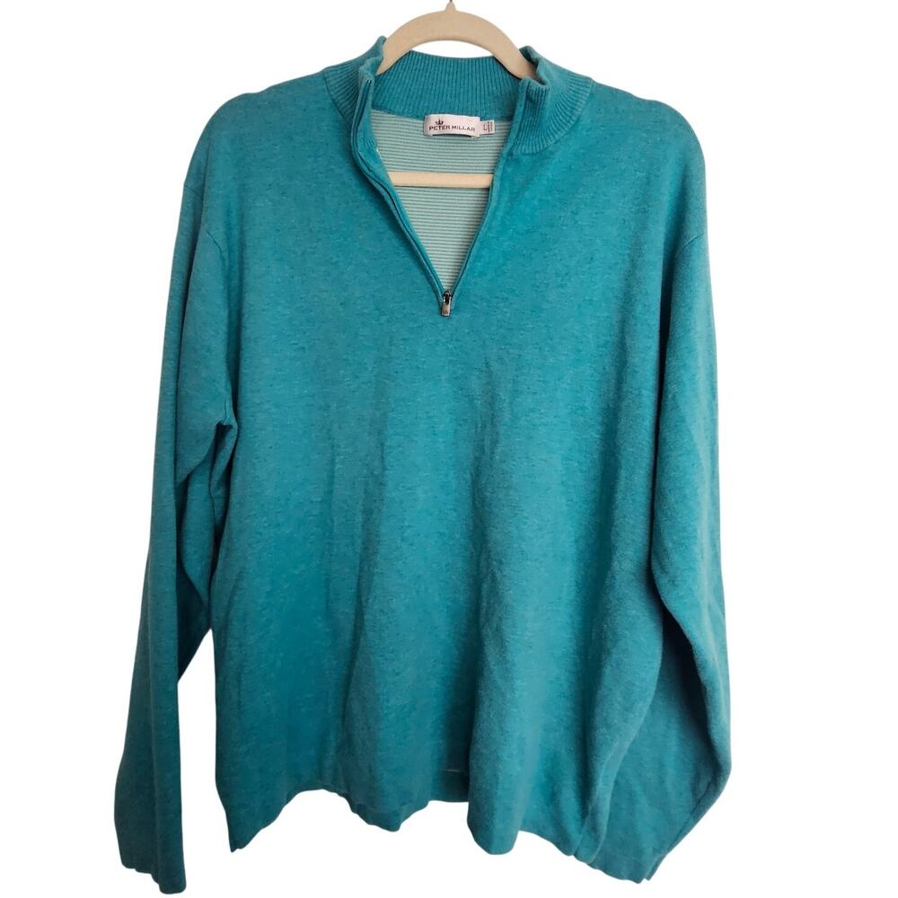 Peter Millar Mens Pullover Sweater Size L  Resortwear Preppy 1/4 Zip Ivy League